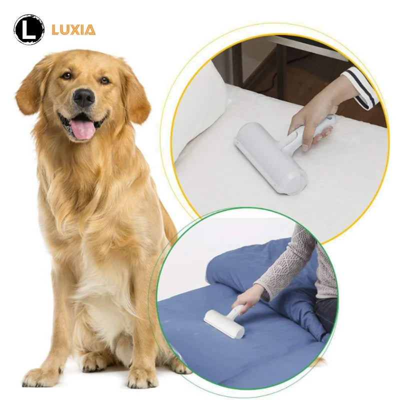 Pet Hair Roller Remover Lint Brush 2-Way Dog Cat Comb Tool Convenient Cleaning Dog Cat Fur Brush Base Home Furniture Sofa Clothe