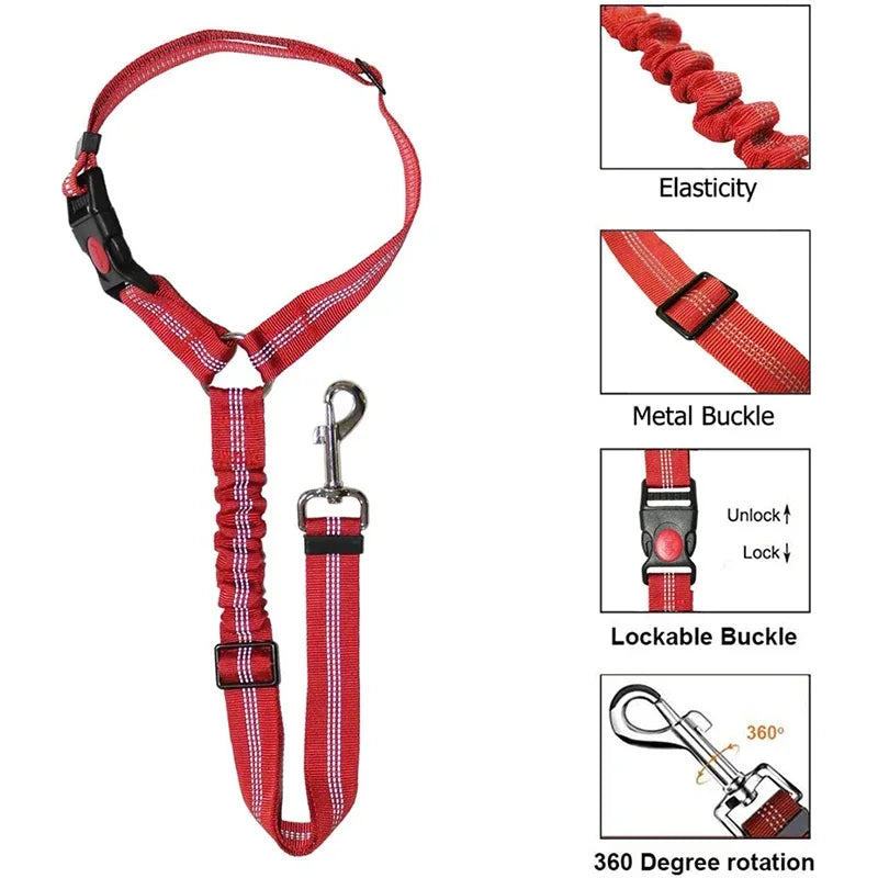 2-in-1 Dog Safety Belt Pet Car Safety Belt Can Be Adjusted for Pet Accessories of Cat and Dogs Collar Dog Collar Dog Accessories