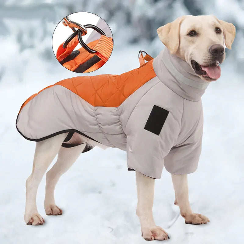 High-neck Warm Dog Jacket Cotton Coat Reflective Vest Thicken Autumn Winter Pet Clothes for Medium Large Dog