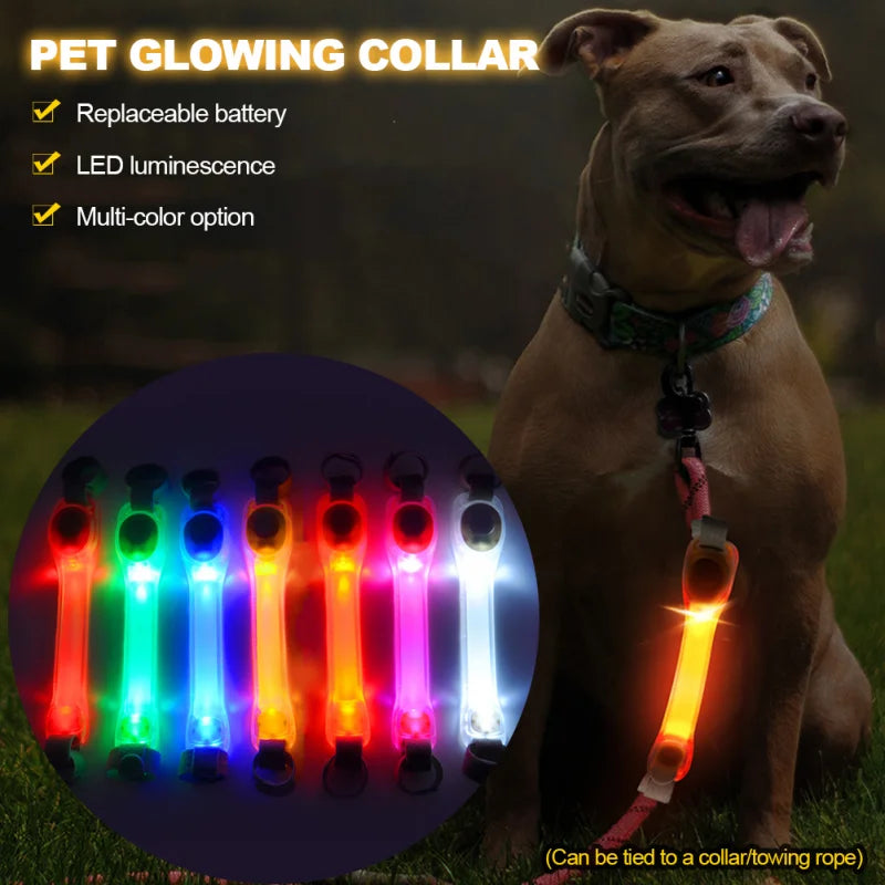 Dog Anti Lost Safety Glowing Collar Outdoor Waterproof Warning LED Flashing Light Strip for Pet Leash Harness Dog Accessories