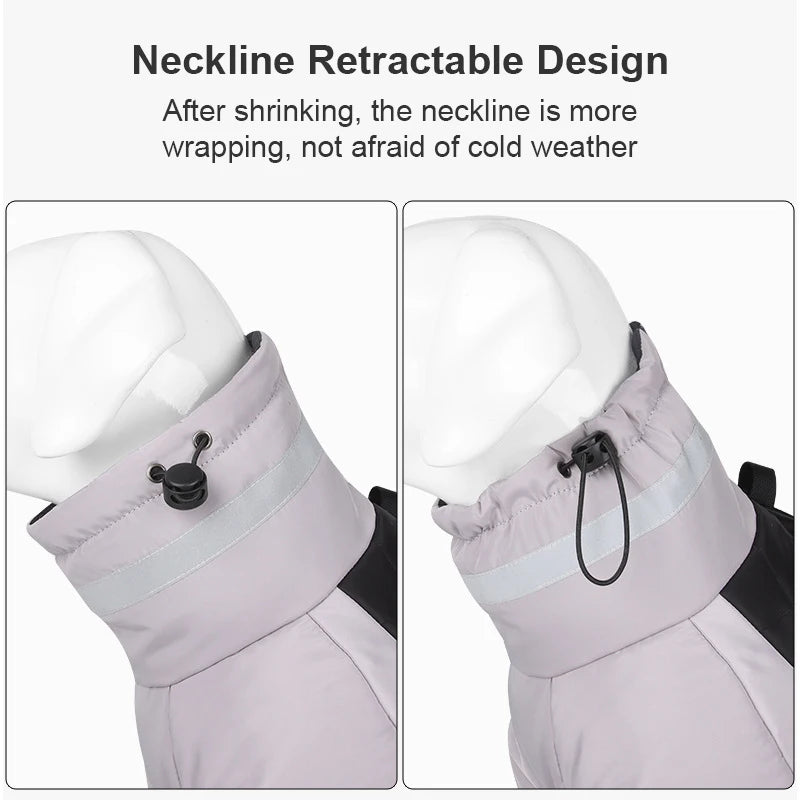 High-neck Warm Dog Jacket Cotton Coat Reflective Vest Thicken Autumn Winter Pet Clothes for Medium Large Dog